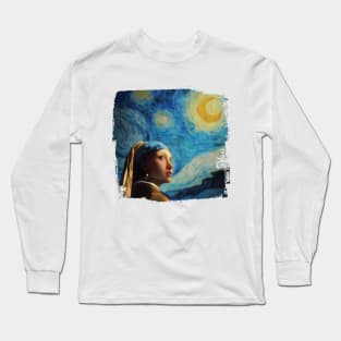 Girl with Starry Night Long Sleeve T-Shirt
